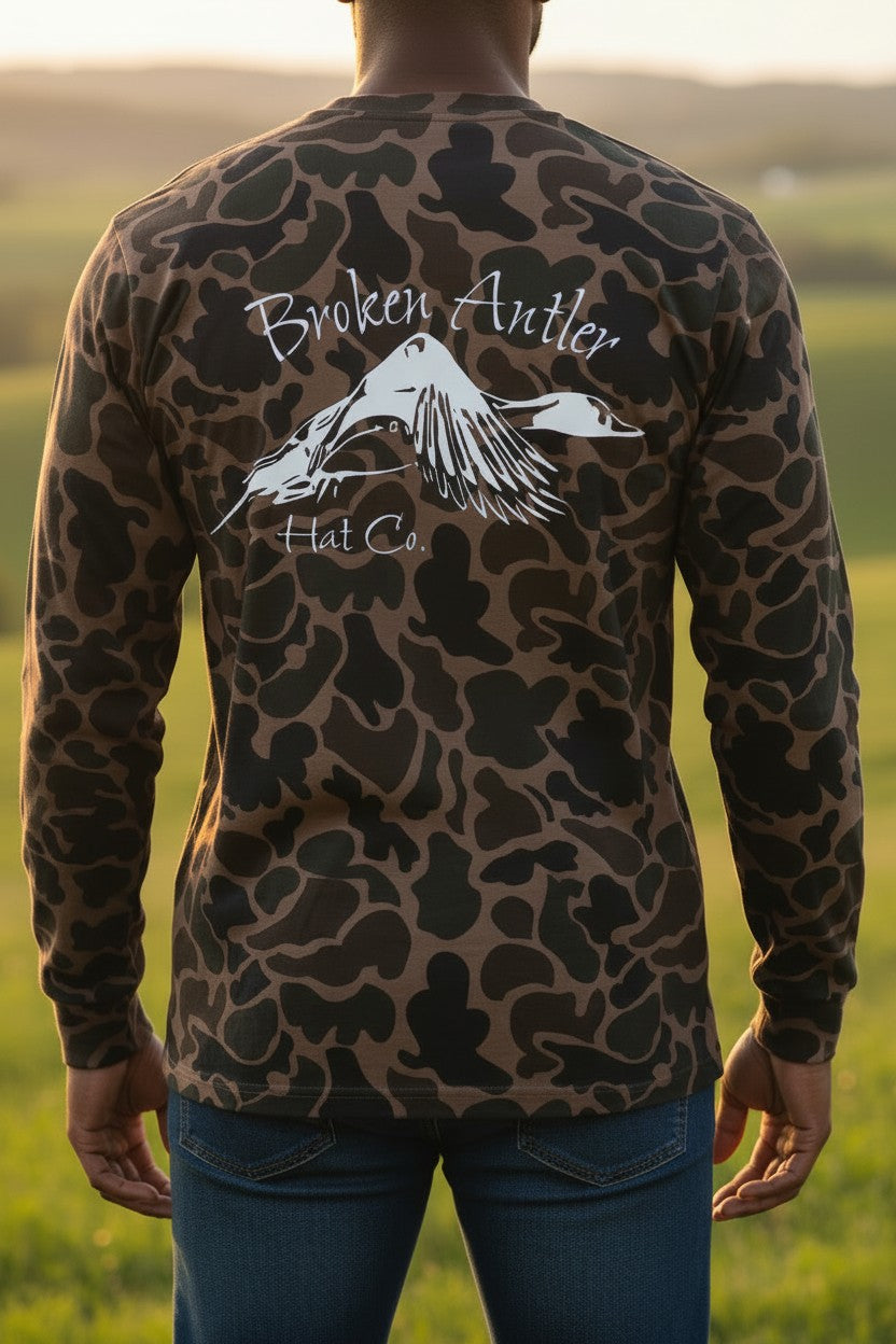 Broken Antler Hat Co.- The Pintail Long Sleeve Shirt Old School Duck Camo