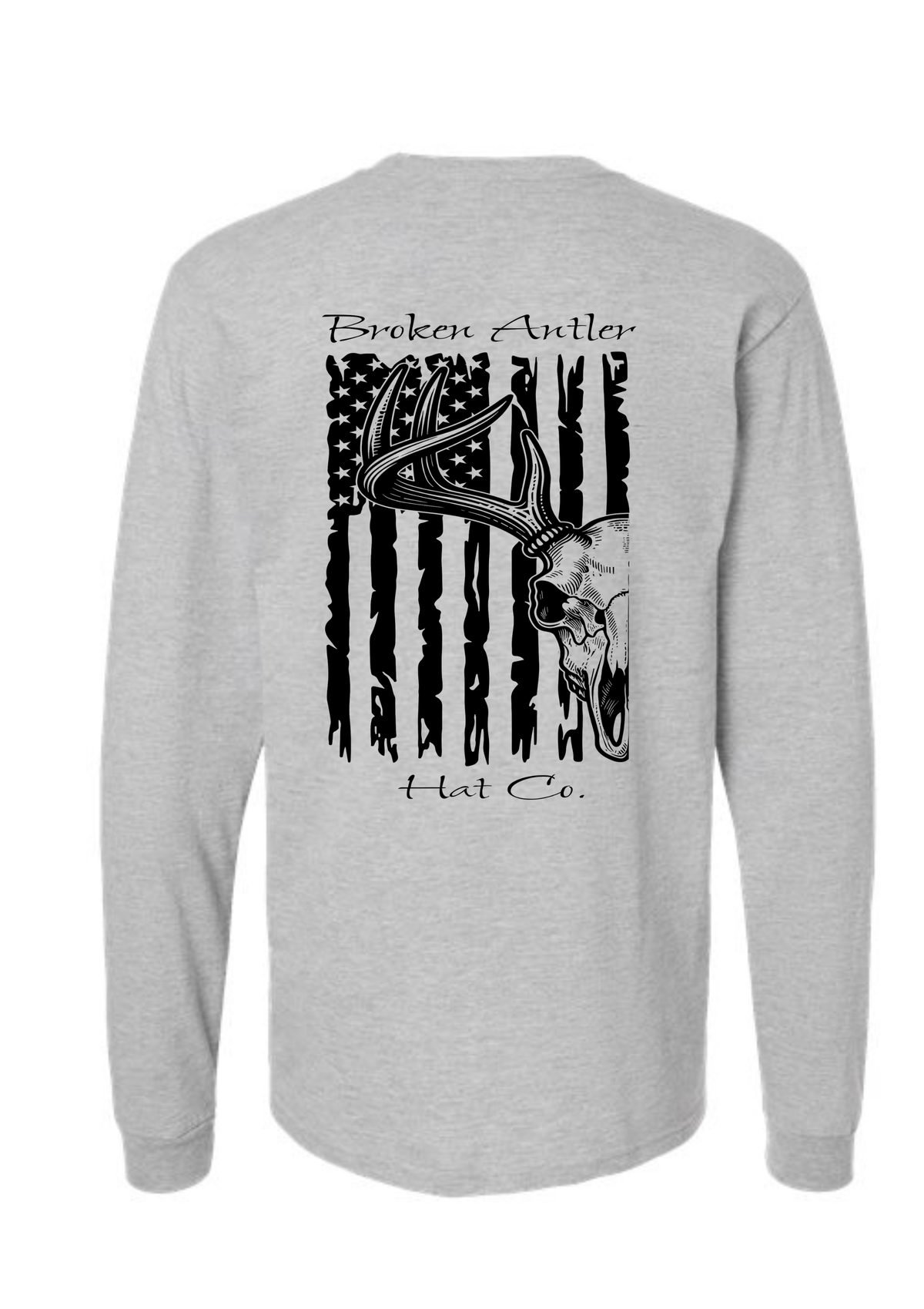 Broken Antler Hat Co.- Flag/Deer Skull Long Sleeve Shirt