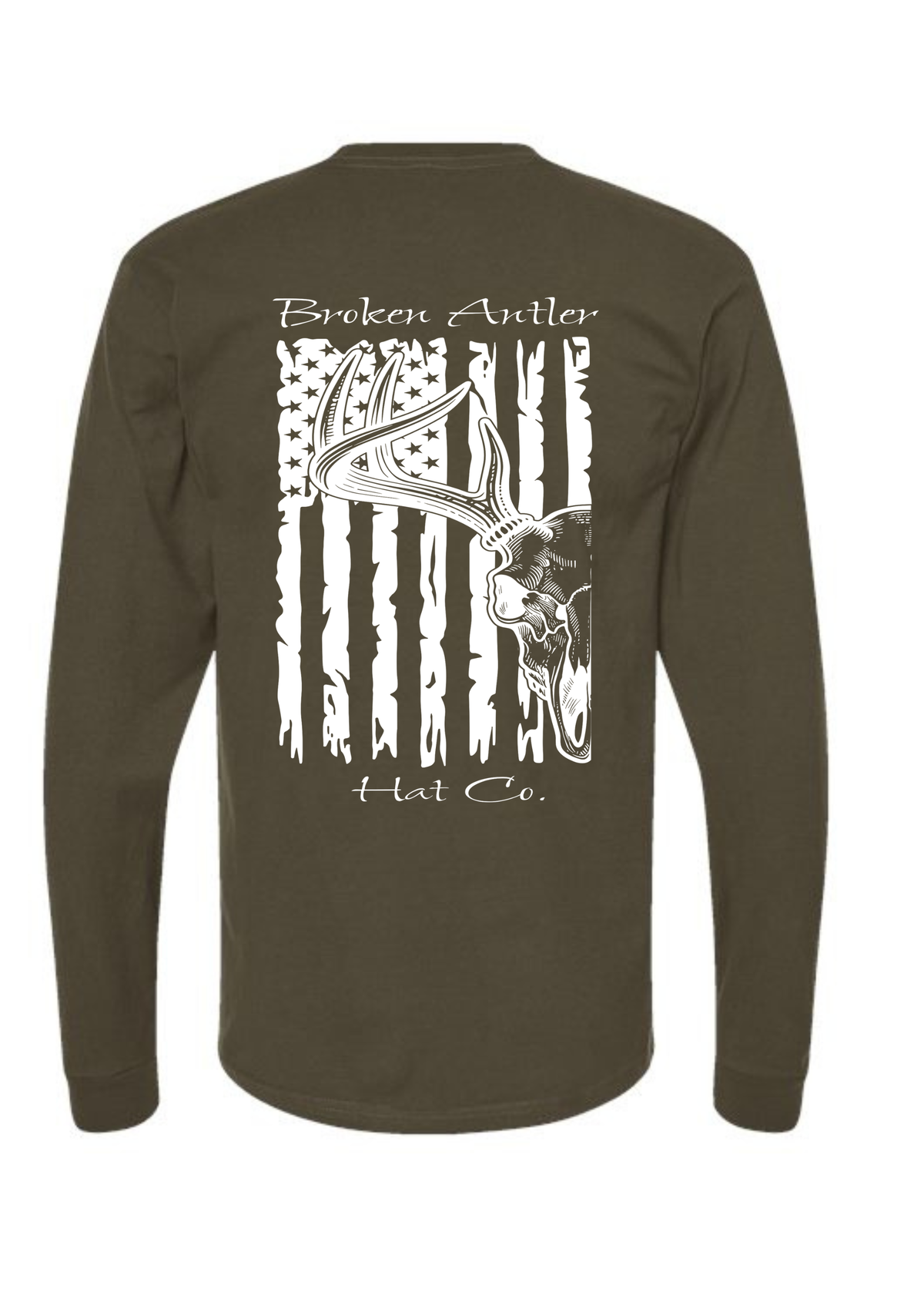 Broken Antler Hat Co.- Flag/Deer Skull Long Sleeve Shirt