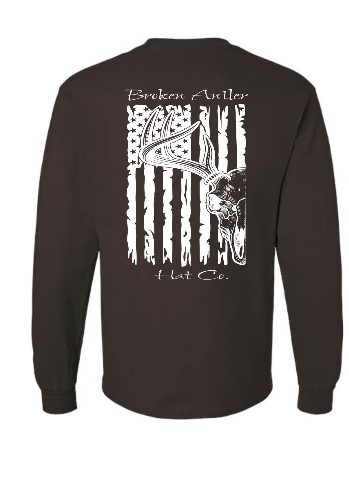 Broken Antler Hat Co.- Flag/Deer Skull Long Sleeve Shirt