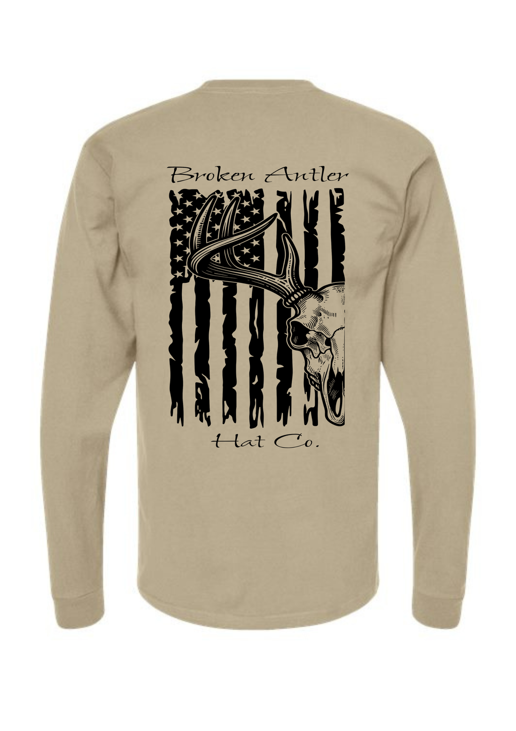 Broken Antler Hat Co.- Flag/Deer Skull Long Sleeve Shirt