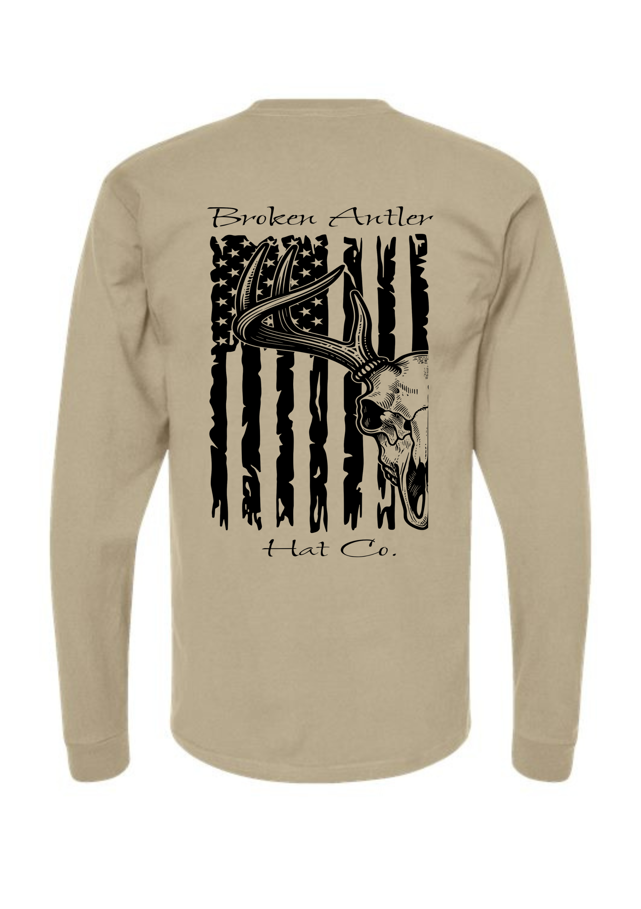 Broken Antler Hat Co.- Flag/Deer Skull Long Sleeve Shirt