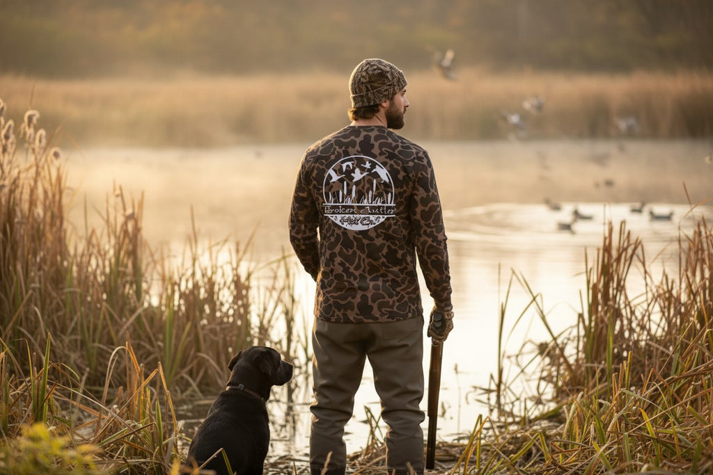 Broken Antler Hat Co.- The Cattails Long Sleeve Shirt Old School Duck Camo